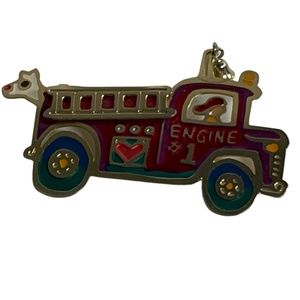 Vintage 80s Fire Truck Brooch